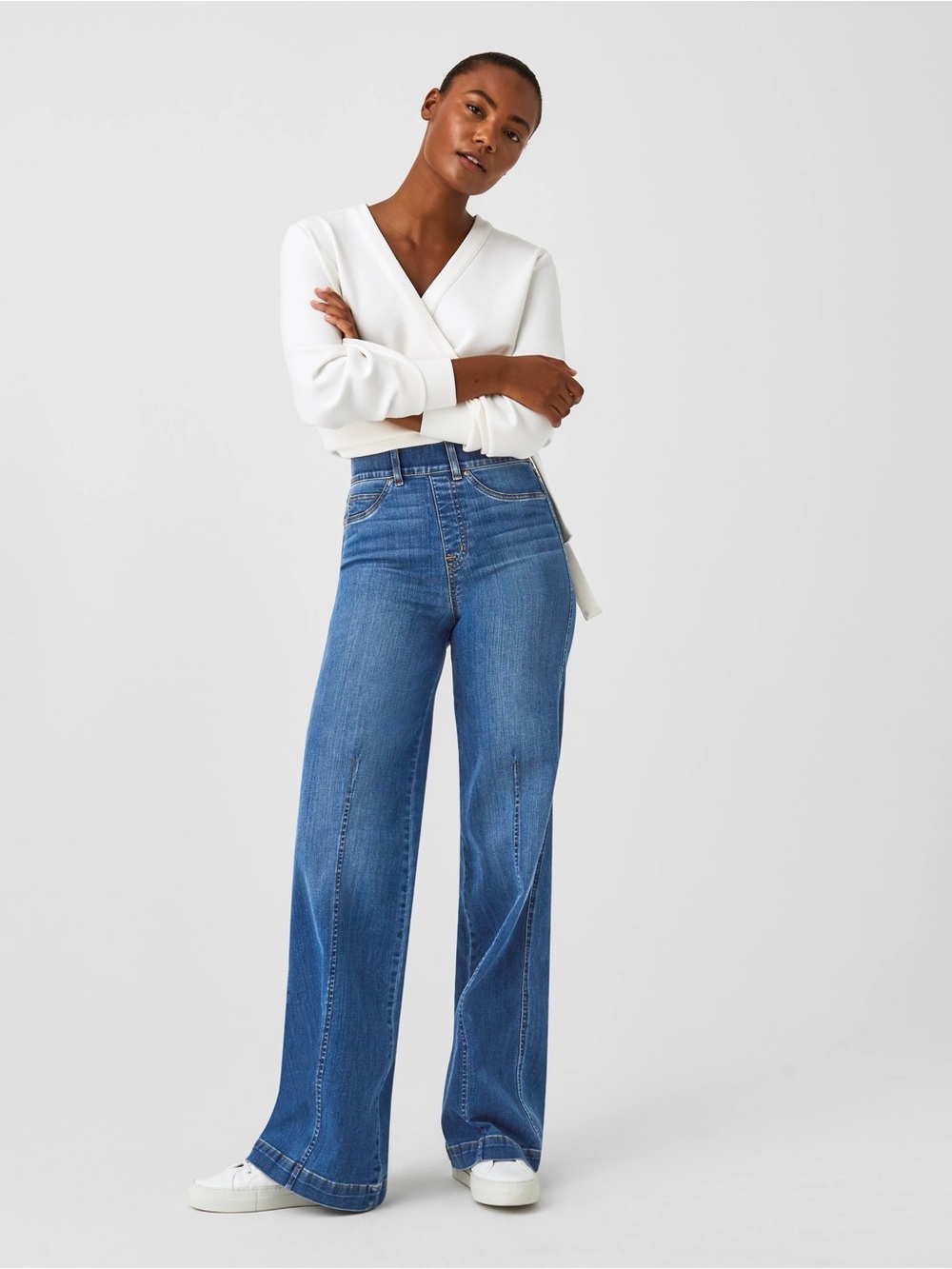 SPANX Wide Leg Trouser Jeans | Light Blue | NWT Medium Tall | 33.5” Inseam